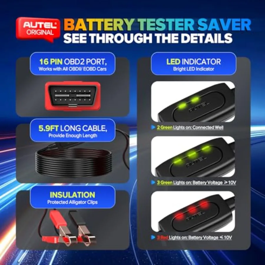 حافظة ذاكرة Obd2 لبطارية السيارة 2025 MaxiBAS BTMS لجميع المركبات 12 فولت تحافظ على رمز وحدة التحكم الإلكترونية والإعدادات المسبقة الإلكترونية للحفاظ على بيانات PCM #6