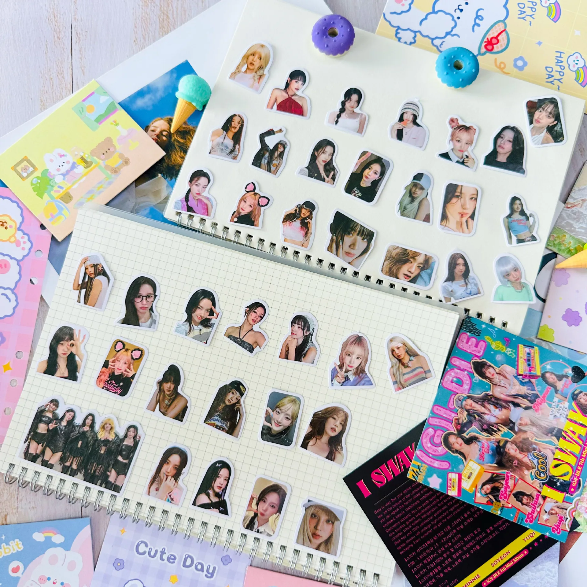 KPOP (G)I-DLE Album I SWAY Stickers Korean Waterproof Stickers YUQI SoYeon MiYeon Notebook Cartoon Stickers MINNIE ShuHua Gifts