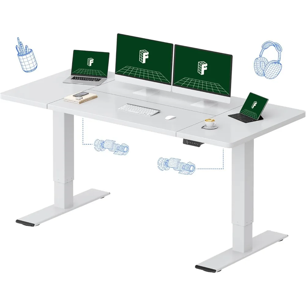 

71 x 32 Inch Dual Motor Standing Desk, Computer Desk with Memory Controller, Home Office Desk with Splice Board (White Frame +
