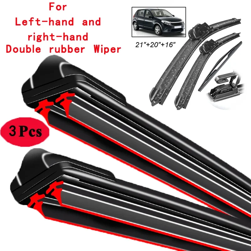 

Car Wiper Front & Rear Wiper Blades Set Kit For Dacia Renault Sandero MK1 2007 - 2012 Windshield Windscreen Window 21"20"16"