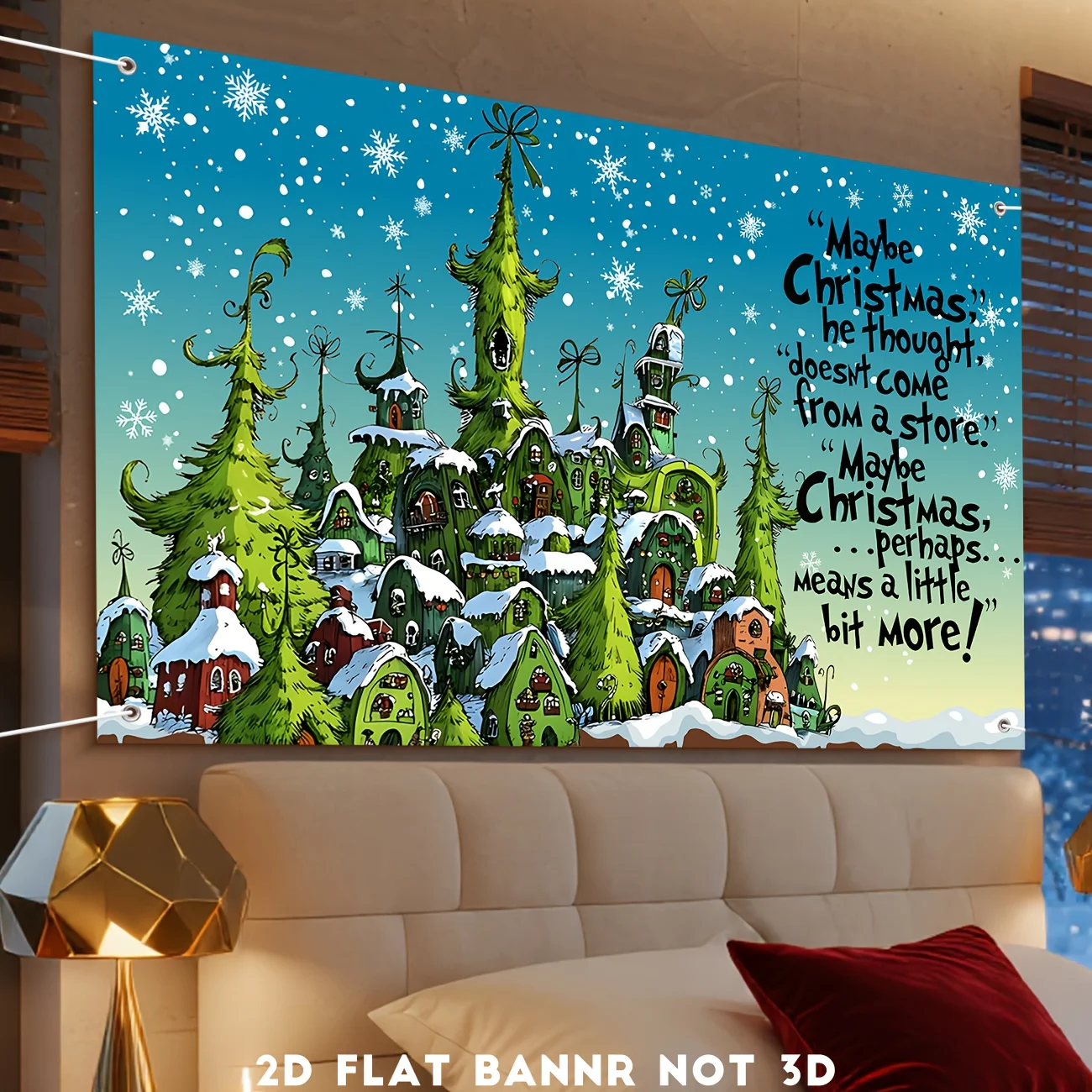 زينة حفلات عيد الميلاد مرحبًا بكم في Whoville Town Party راية عيد ميلاد سعيد زينة حفلات Whoville علامة عيد الميلاد ديكور Gree #1