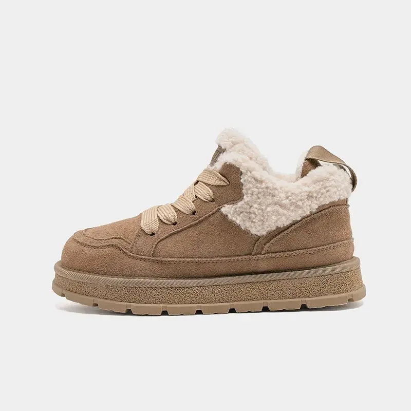 

Thick-soled snow boots in winter add fleece thickened northeast large cotton shoes casual warm women's short boots woolen shoes