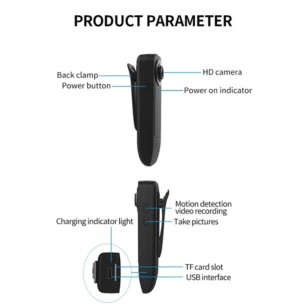 WA18 ハンドヘルドカメラ HD 1080P スポーツハイキングミニペン型カメラ ナイトビジョン マイクロカムコーダー ポータブルボディカム DV ビデオレコーダー