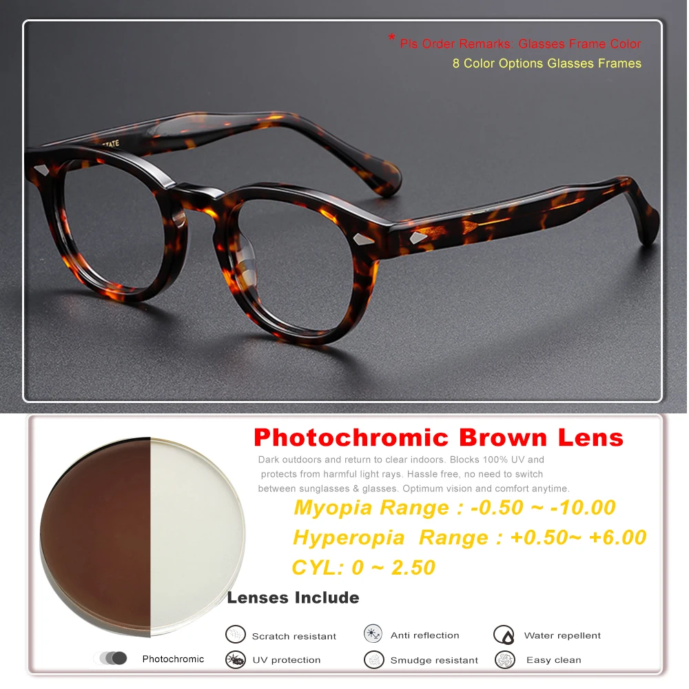 

Classical Rivet Acetate Glasses Myopic Hyperopia Lenses Eyewear Distance Single Vision Prescription Optical Clearly Eyewear