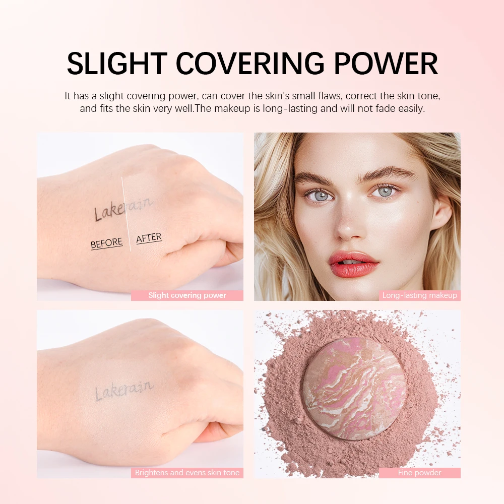 Lakerain Baked Powder Foundation Oil Control Base Makeup Mineral Face Contouring Cosmetics Long Lasting Compact Powder Pressed