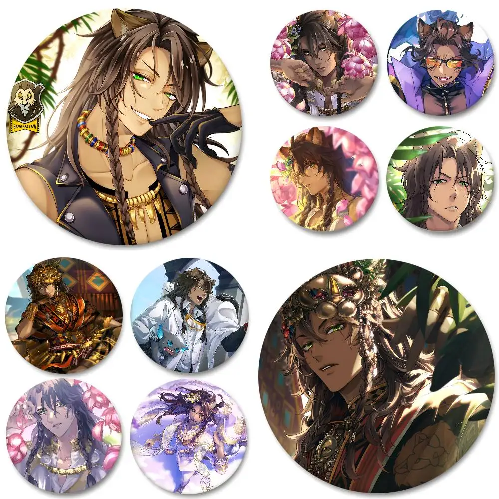 Anime Twisted Wonderland Leona Kingscholar Badges Round Badge Tinplate Coin Brooch Clothing Backpack Accessories Lapel Pin