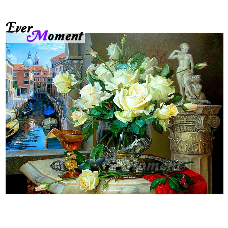

Ever Moment Diamond Painting 5D DIY Full Square Drill Diamond Mosaic River Outside Window Flower Embroidery Decoration ASF1572