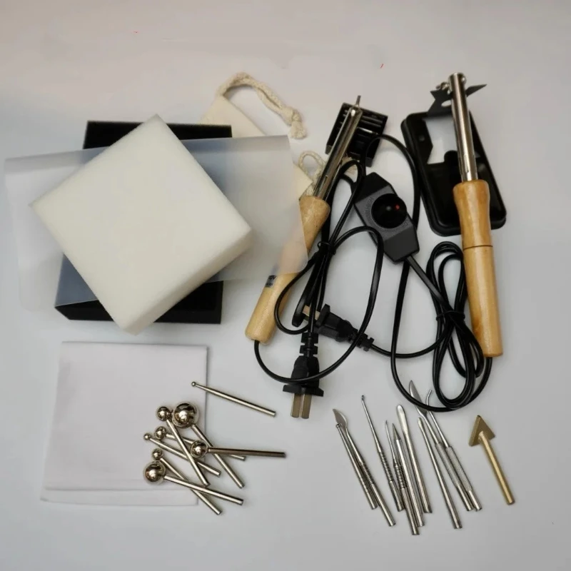 Adjustable Temperature Fabric Flower Iron-On Ironing Machine Pom Pom Flower Making Tools DIY 18 Piece Set