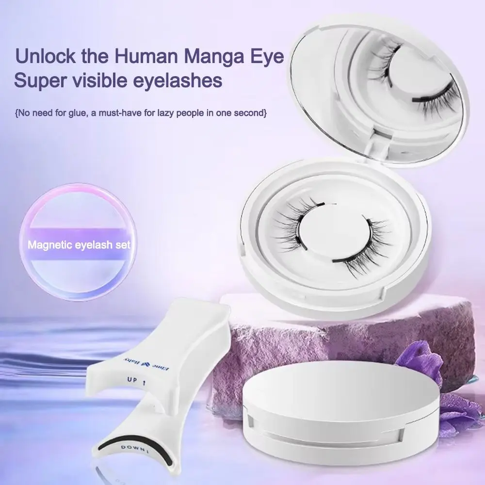 New 4pcs/1pair Magnetic False Eyelashes Natural Simulation Easy To Wear Soft Quantum Natural Eyelash With Applicater Glue Free