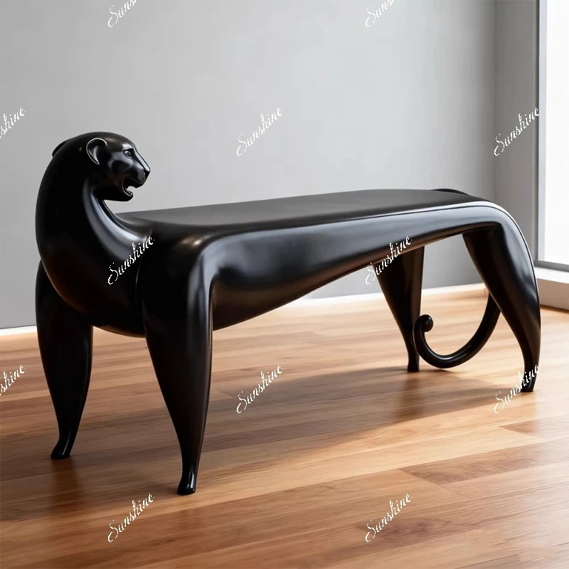 

Modern light luxury living room entrance shoe changing stool creative animal shape decoration stool