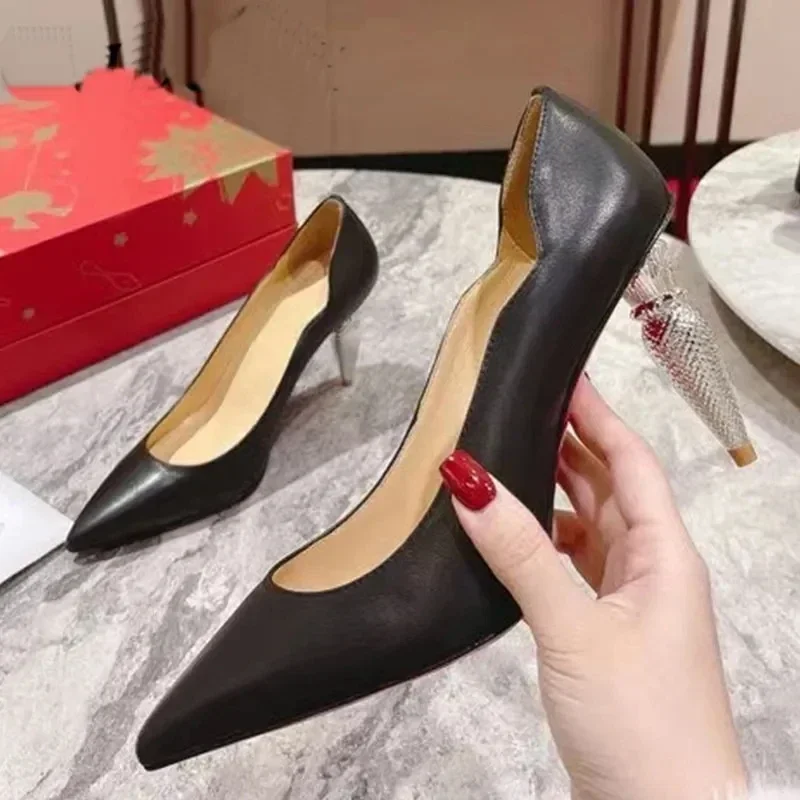 

Top Quality Womens High Heels Luxury Fashion Ladies Crystal Glisten Red Sole Shoes Classic Retro Designer 10cm High Heel