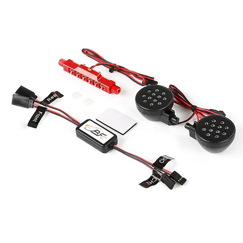 Lámpara de luz delantera y trasera con controlador para piezas de actualización de coche Rovan Km Baja 5B 1/5 RC, rojo