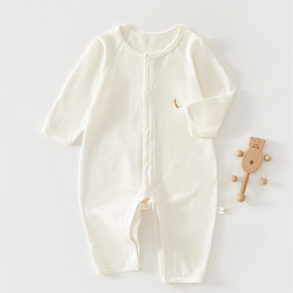 

Комбинезон для маленьких мальчиков, летняя тонкая однотонная одежда с длинными рукавами для новорожденных, комбинезон для маленьких девочек, повседневная одежда унисекс