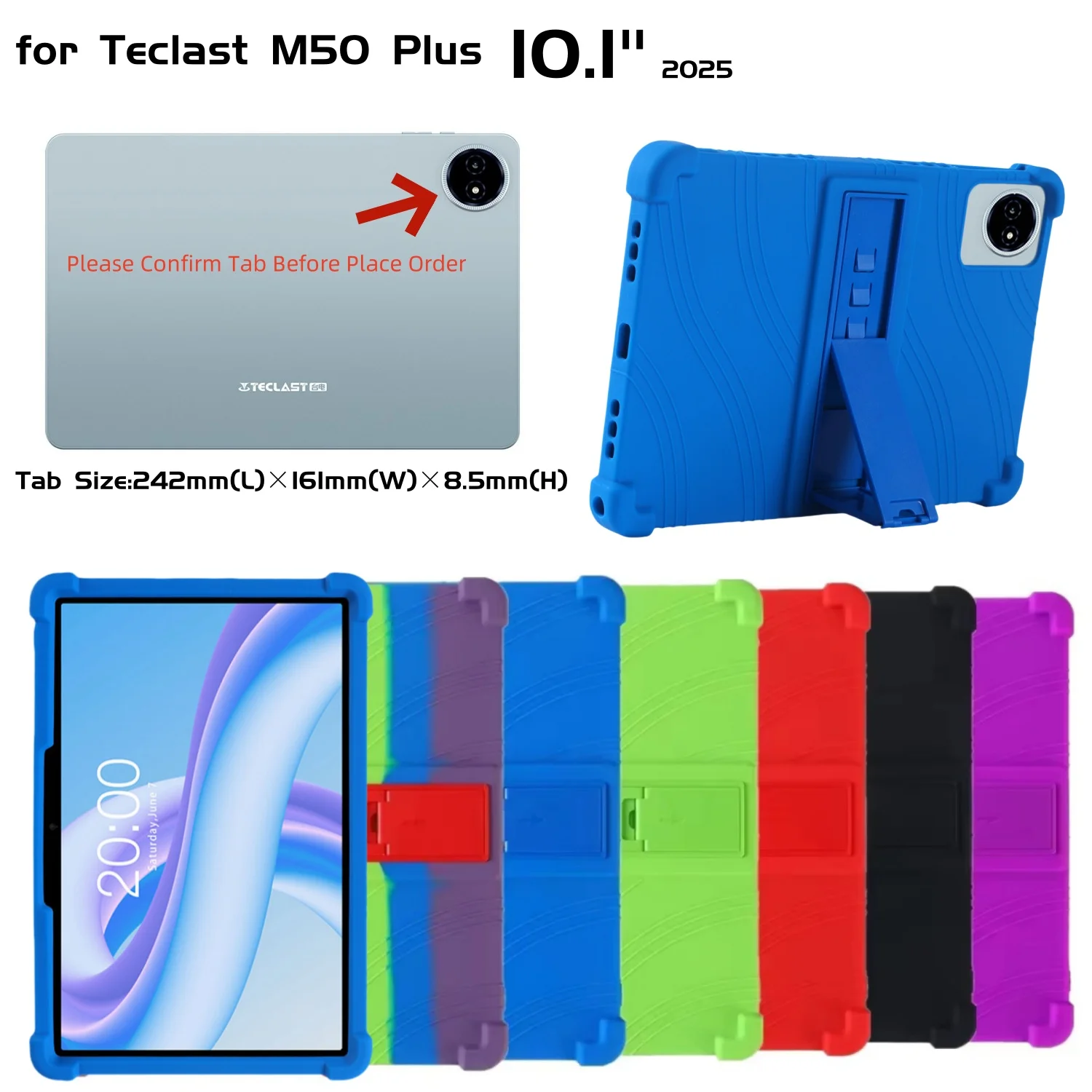Soft Cover for Teclast M50 Plus Tablet Case Silcone Full Body Protective Shell with Kickstand for M50Plus 10.1 Inch Tablet Cases