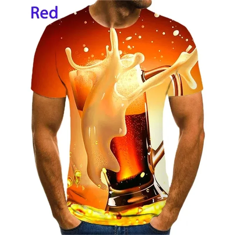 Beer Cheers Printing Tee Shirt Men Summer Cool Men 3D Beer Bubble Graphic T Shirts Short-sleeved T-shirt Fashion Casual Tops Tee