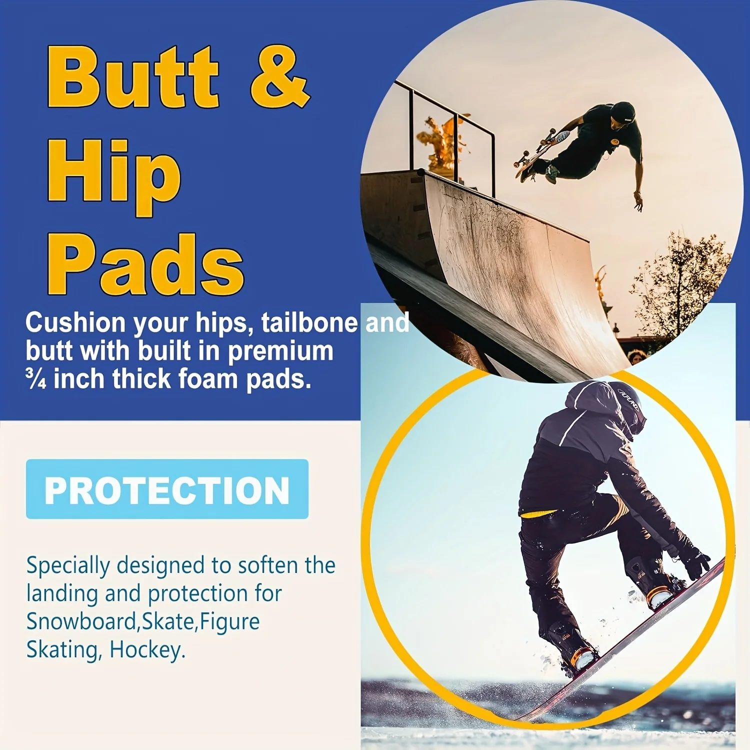 Protective Padded Compression Shorts for Adults – Impact-Resistant Hip & Butt Guard for Snowboarding, Skating & Extreme Sports