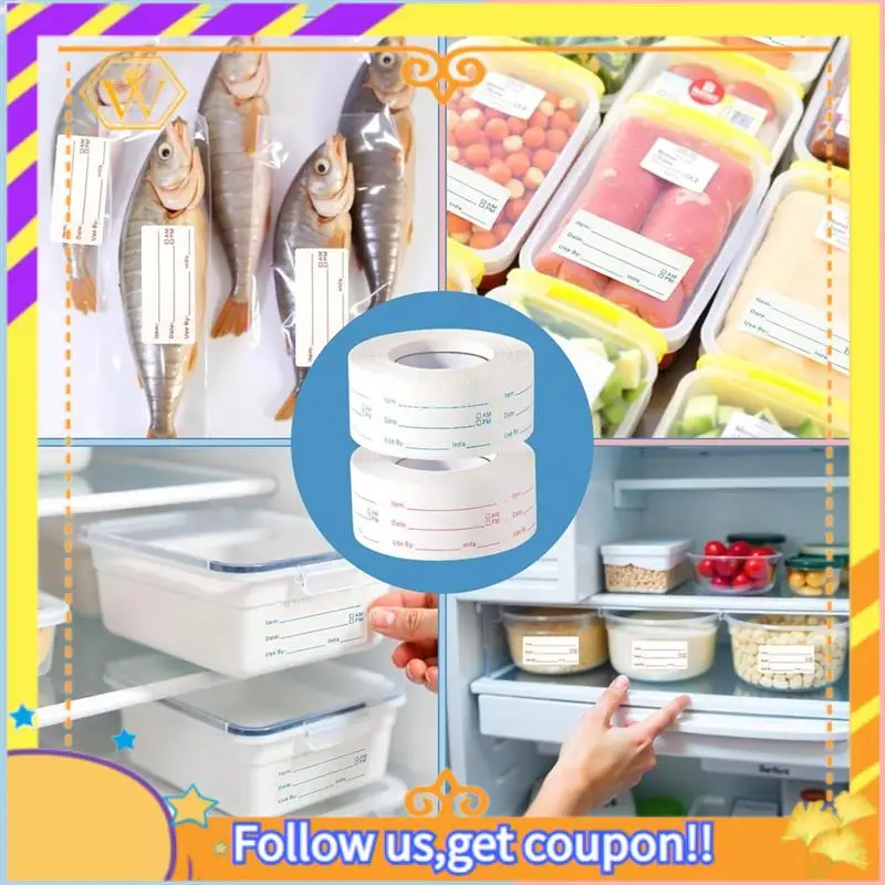 أحدث-4 لفات 2000 قطعة من ملصقات الفريزر القابلة للإزالة، 1 × 2 بوصة ملصقات تاريخ الطعام ملصقات تاريخ الطعام ملصقات طعام الثلاجة #2