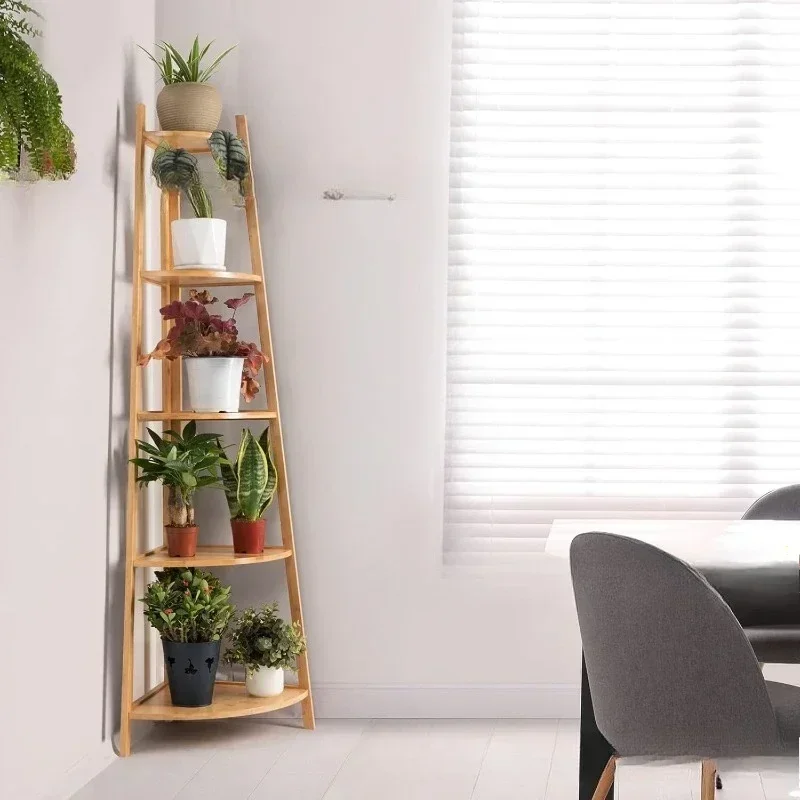Five-story bamboo corner shelf study kitchen bedroom corner shelf
