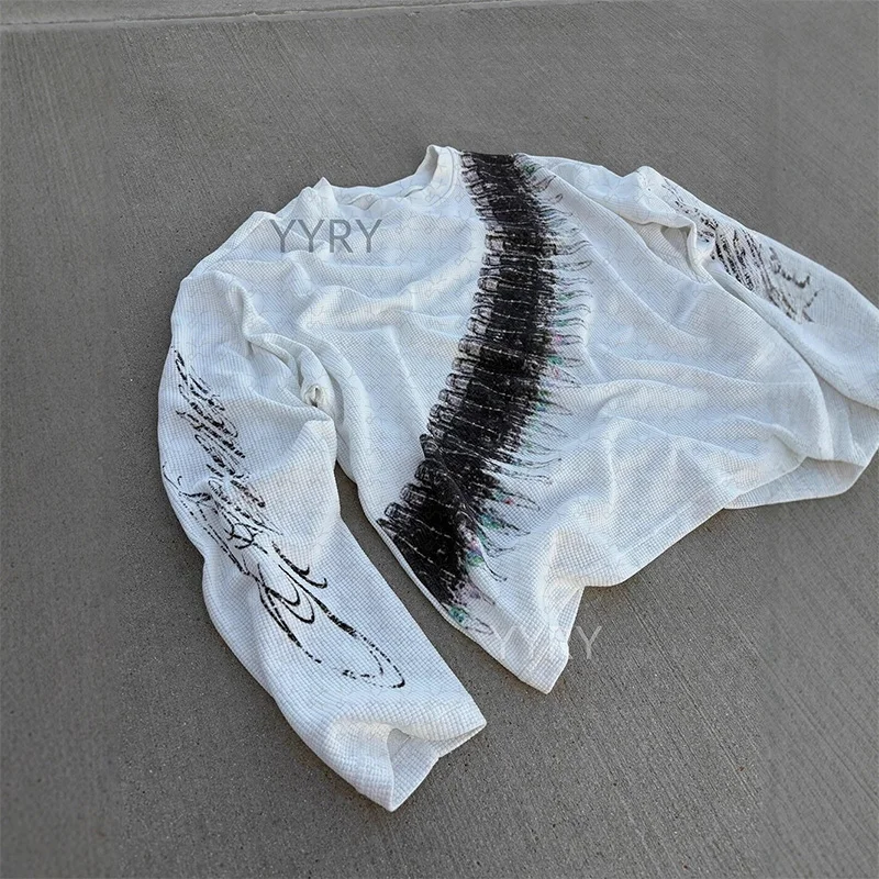 2026 Neu Y2K Bullet Letter Bedrucktes Amerikanisches Retro Langarm-T-Shirt Street Style Lässiges Lockeres Unisex-Oberteil – Detail 4