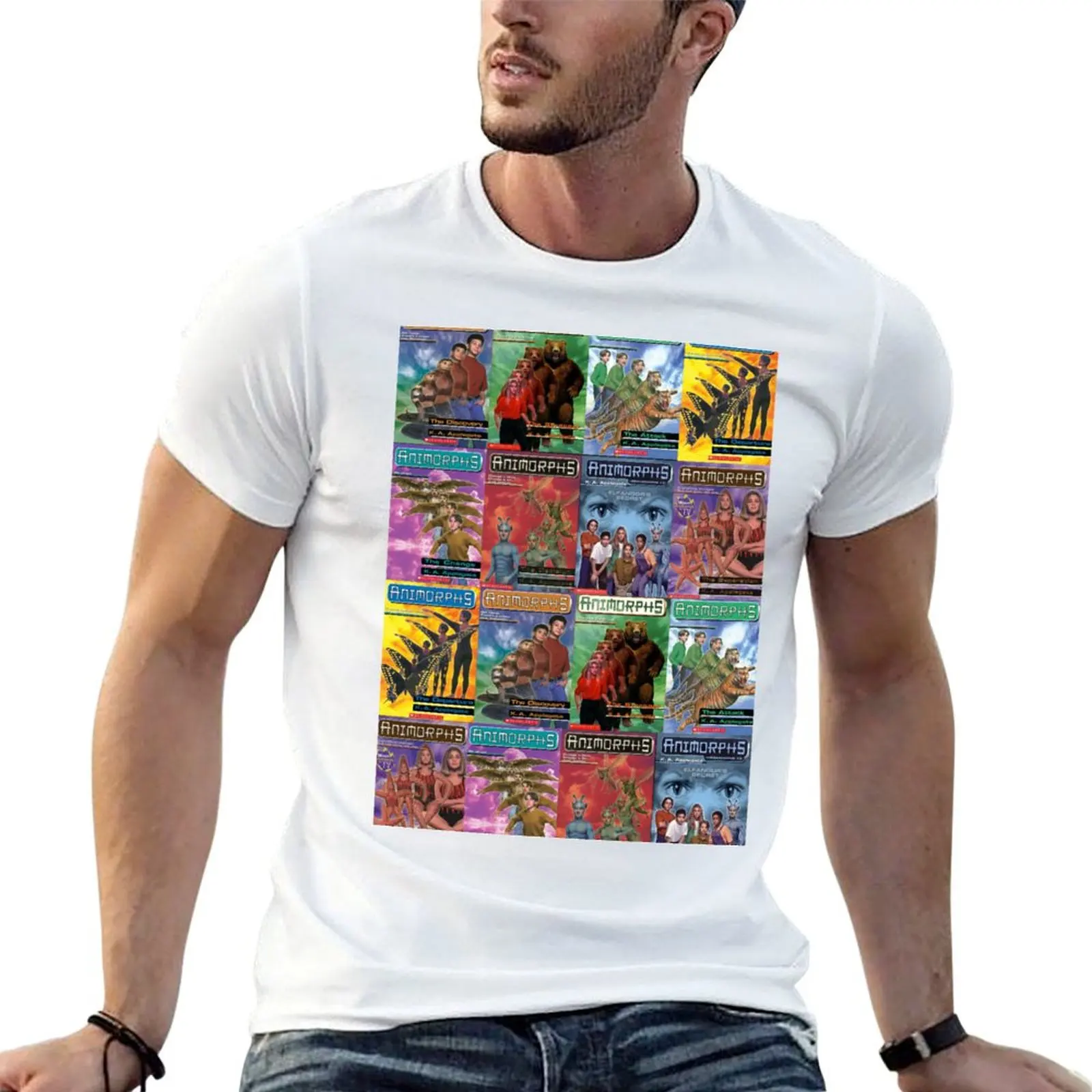 Camisetas con estampado de portadas de libros de Animorphs, camisetas para hombre, camisetas de algodón suave para hombre, camiseta de algodón