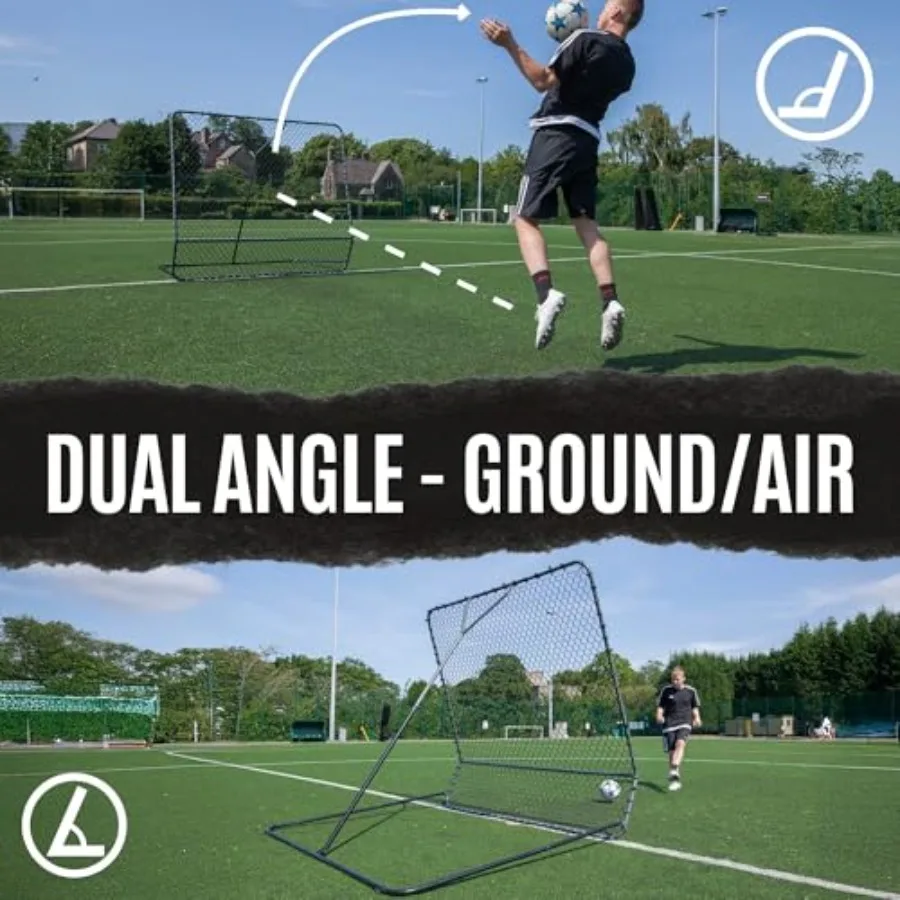 Pro Soccer Rebounder Net 2 Sizes - Heavy Duty Ball Rebounder with Adjustable Angle Galvanized Steel Frame Rubber Feet for Grass