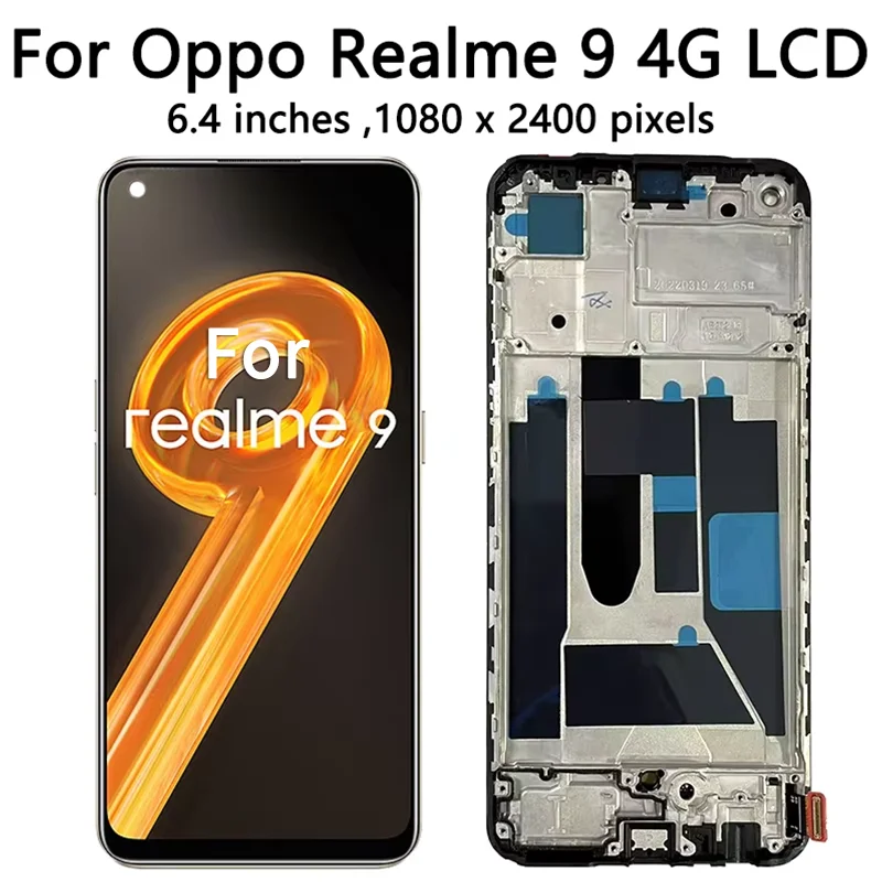 Wyświetlacz AMOLED do OPPO Realme 9 RMX3521, ekran dotykowy, digitizer, kompletny moduł z ramką do Realme 9 5G RMX3474 — zdjęcie produktu 4