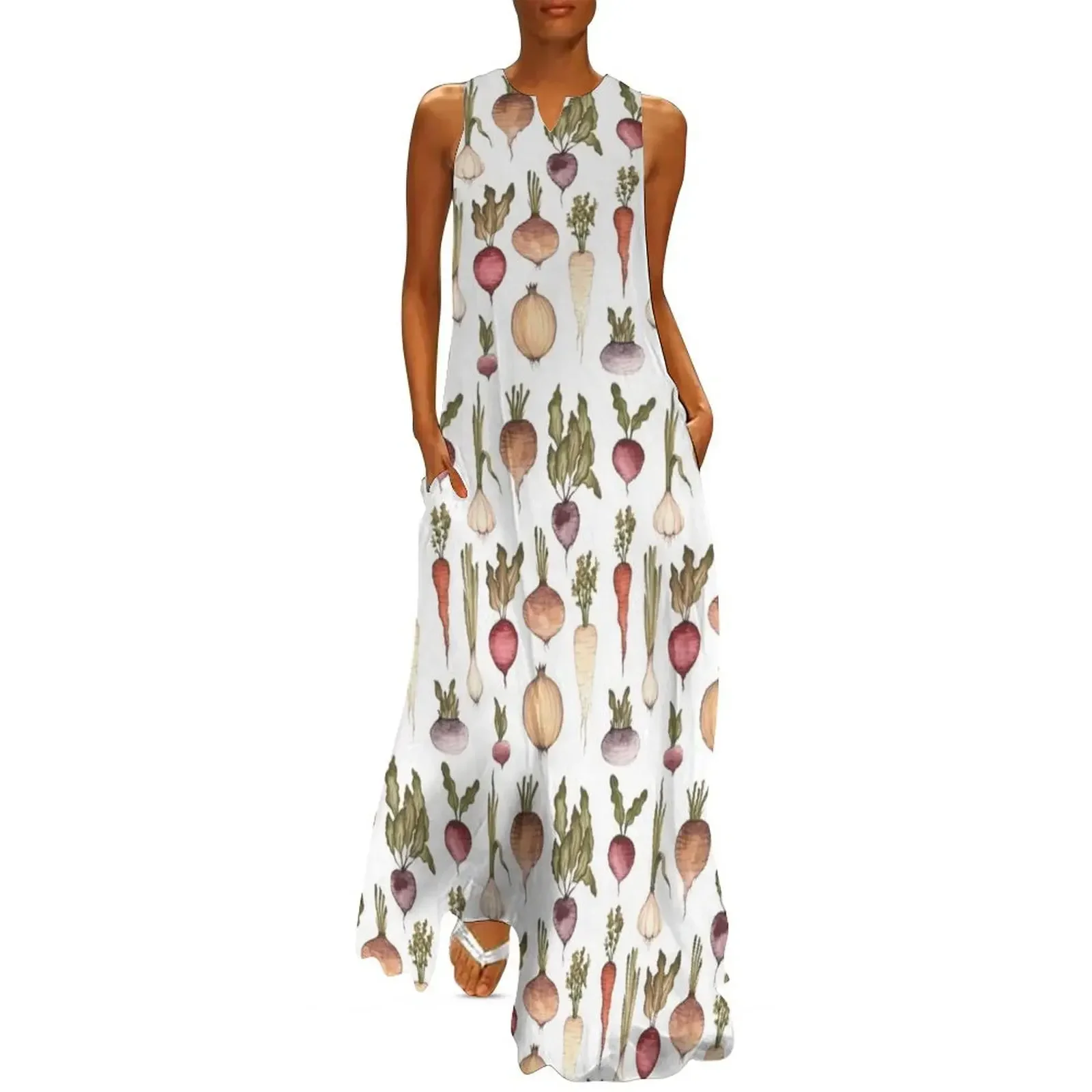 

Garden Veggies Long Dress women's summer clothing 2025 Beachwear luxury woman party dress Women's summer long dress