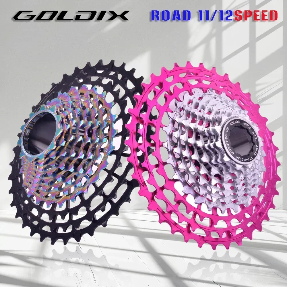 GOLDIX 11/12 Speed 28-36T Ultralight Road Bike Pink Freewheel CNC Hollow HG Structure Freewheel 11/12v Speed Bicycle Chain Wheel