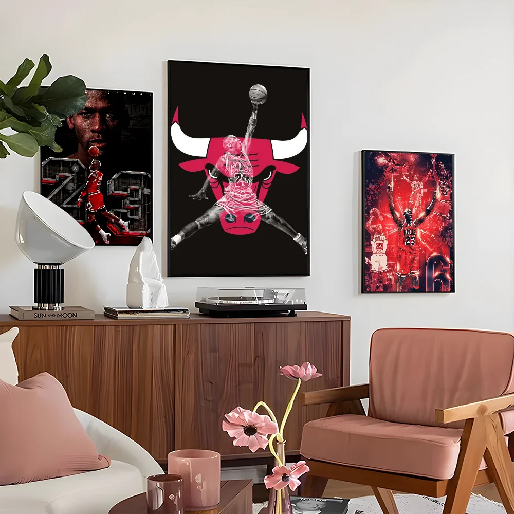 1PC M-Michael J-Jordan Poster Self-adhesive Art Waterproof Paper Sticker Coffee House Bar Room Wall Decor