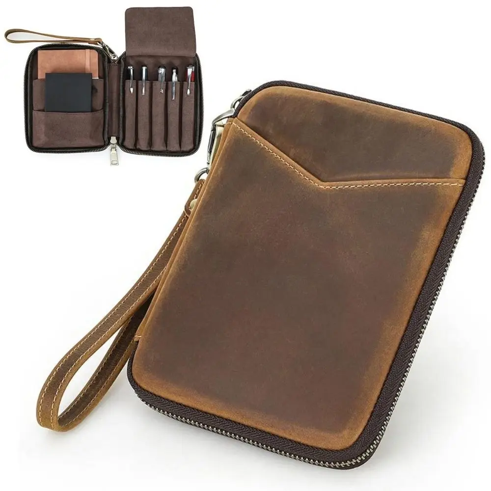 school-supplies-genuine-leather-pen-case-vintage-portable-stationery-case-multi-functional-with-zipper-pen-bag-student