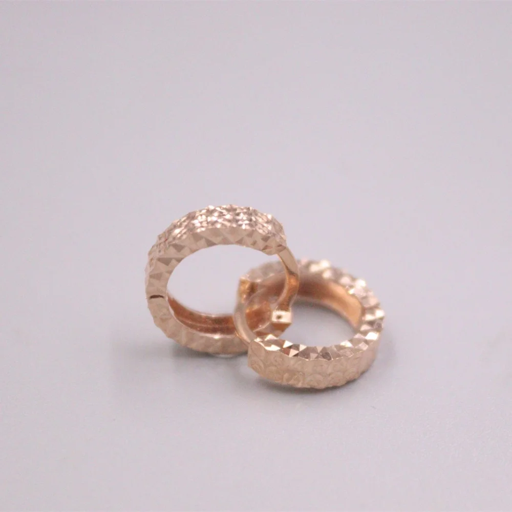 

Real Pure 18K Rose Gold Women Lucky Full Star Hoop Earrings 2.2-2.5g