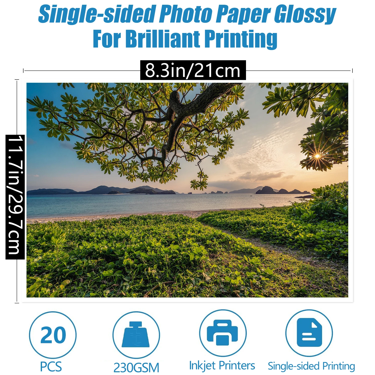 กระดาษภาพถ่ายเคลือบเงา KRYON ขนาด 8.3x11.7 นิ้ว 230 แกรม 20 แผ่น พิมพ์ด้านเดียว สำหรับเครื่องพิมพ์อิงค์เจ็ท แห้งเร็ว สีสดใส แพ็คสุดคุ้ม