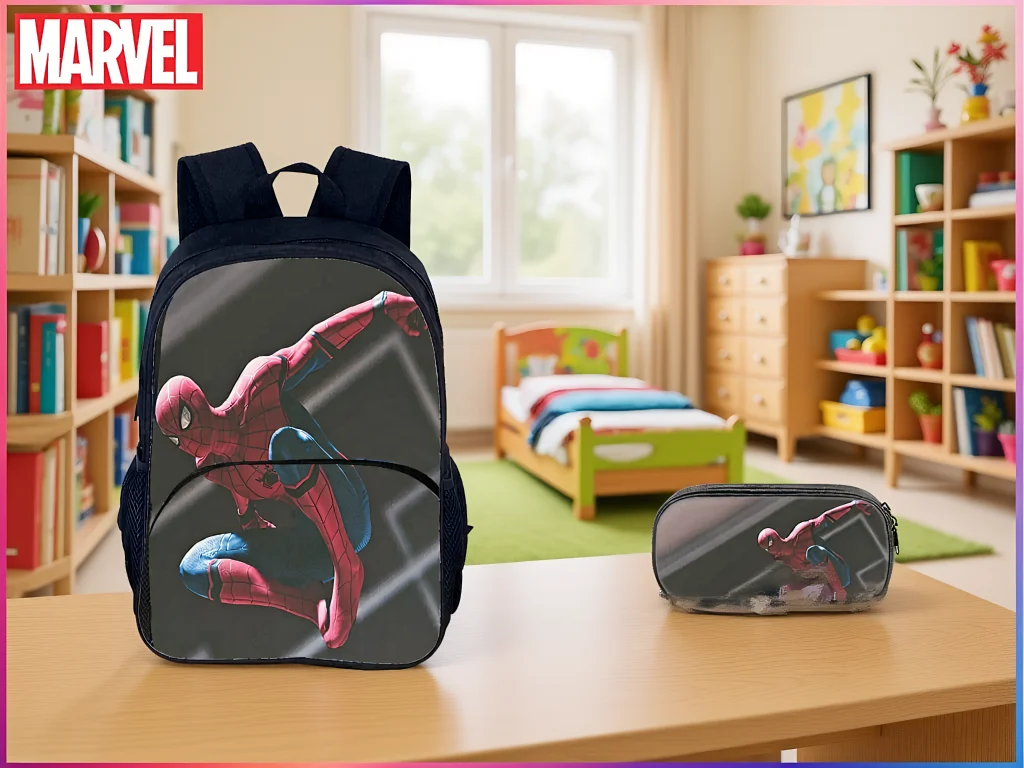

Unisex Boys Girls Spider-Man Lightweight Backpack and Pencil Box 2Pcs Set-Back to School Knapsack for Kid