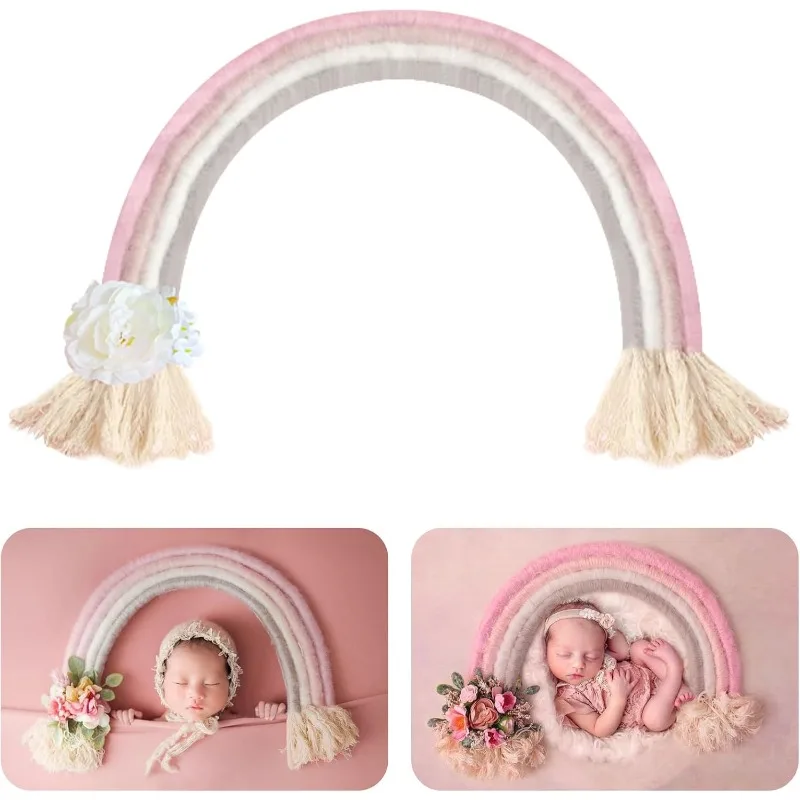 

Фотография новорожденных макраме Радуга ручной работы настенный декор для детской детской фотосессии реквизит с кружевным аксессуаром для игровой комнаты