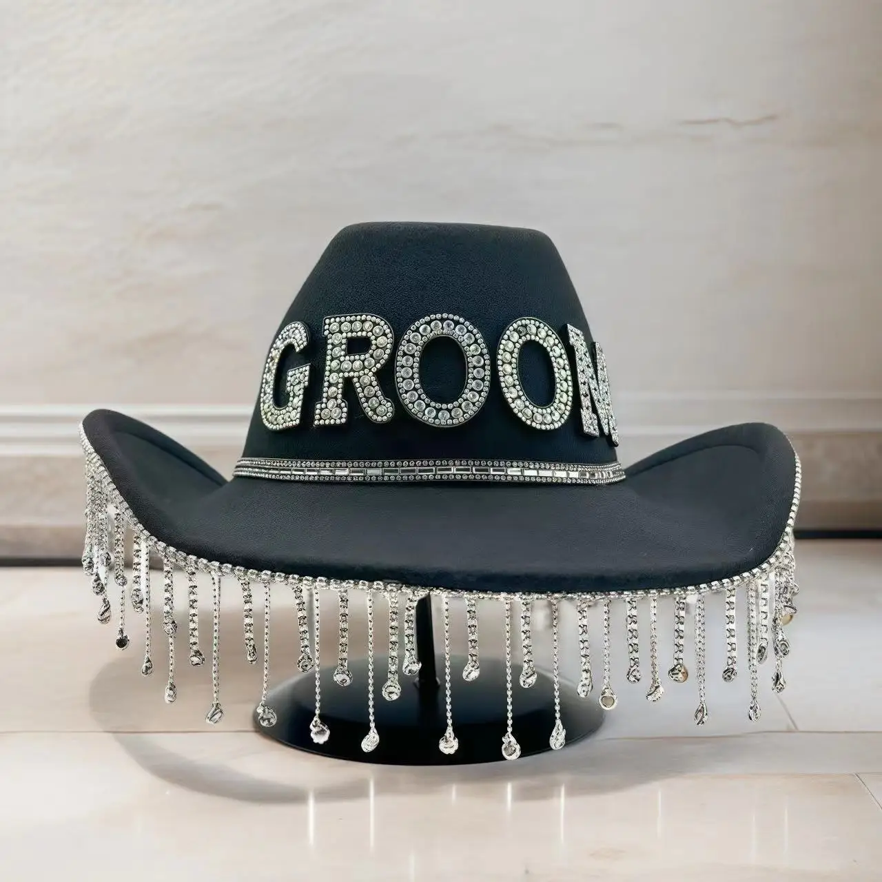HongLuan Black Wedding Costume Hat Adult, Cowboy Hats Rhinestone for Man, Cowboy Cosplay Female Accessories & Cowboy Caps Men