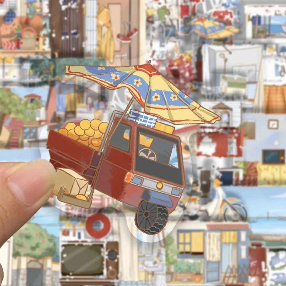 10/30/50PCS Transparente Cartoon Möbel Aufkleber Dekoration Gemütliche Cottage Aufkleber Kinder Spielzeug Wasserdichte Graffiti Laptop Telefon fahrrad