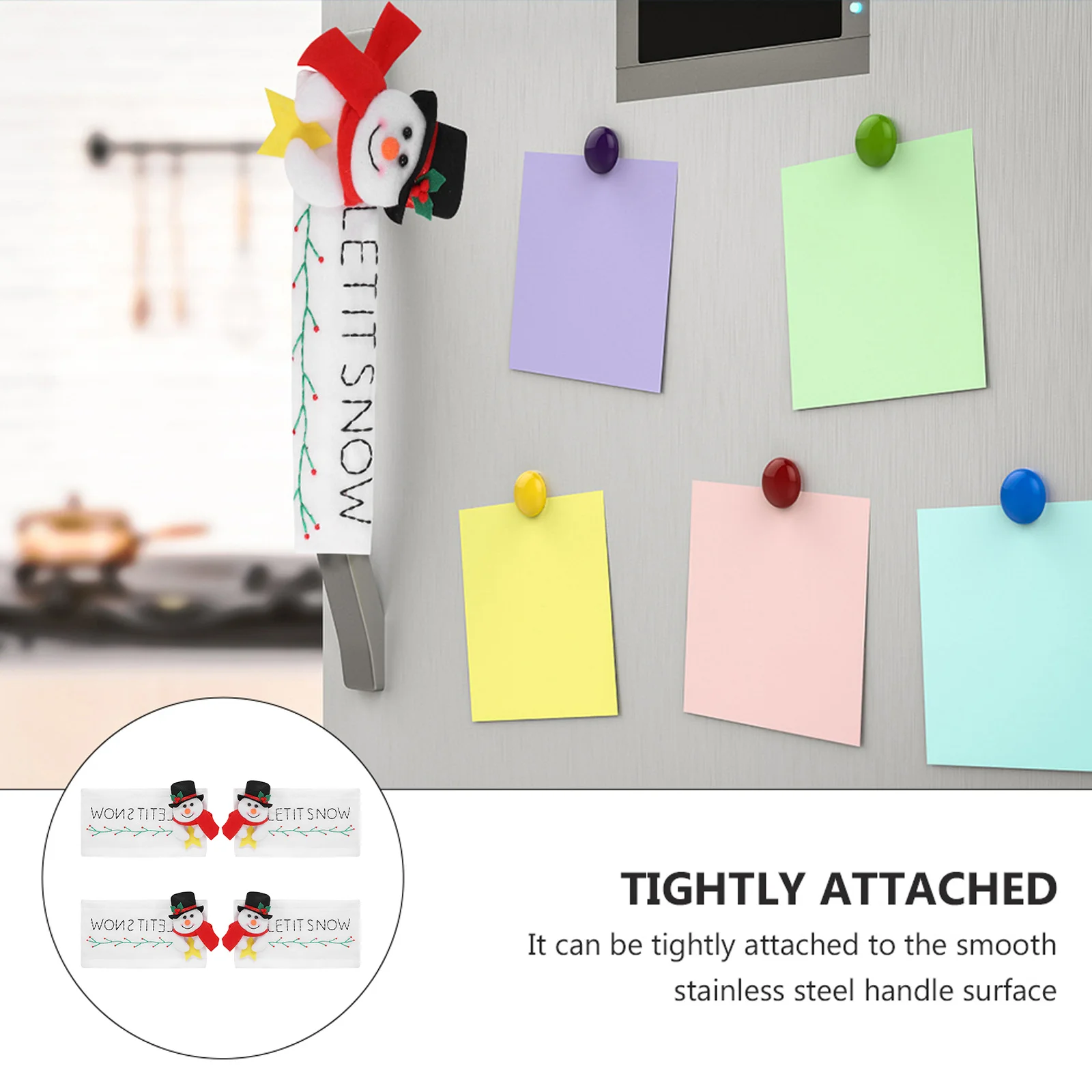 

4Pcs Christmas Snowman Handle Cover Washable Door Knob Cover for Oven Refrigerator Microwave Handle Protection from Fingerprints