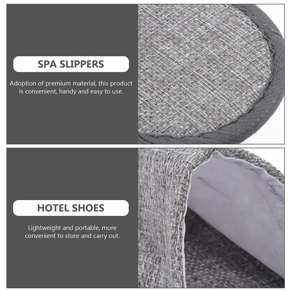 

10pcs Portable Universal Unisex Hotel Use Cotton Linen Home Cotton Linen Hotel Slippers Unisex Slippers Grey