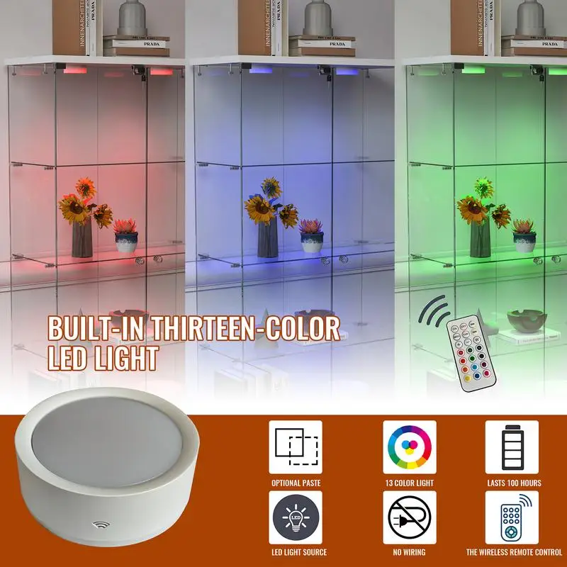 خزانة عرض زجاجية حديثة مع درجين كبيرتين، رف عتيق سهل التجميع مع أضواء LED، رف كتب من الزجاج المقسى، #6