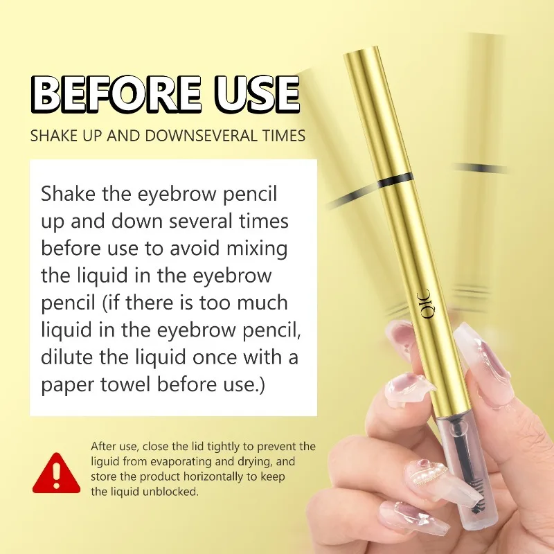 Lápis de sobrancelha de quatro garras 2 em 1, caneta de sobrancelhas com gel de vedação, maquiagem de sobrancelha para sobrancelhas mais cheias de aparência real, brilho de inverno