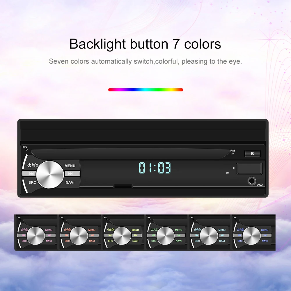 Inefala 2 + 64G 1 Din راديو السيارة 7 بوصة شاشة قابلة للسحب نظام تحديد المواقع ستيريو 1Din مشغل وسائط متعددة لاسلكي Carplay أندرويد السيارات واي فاي RDS #6