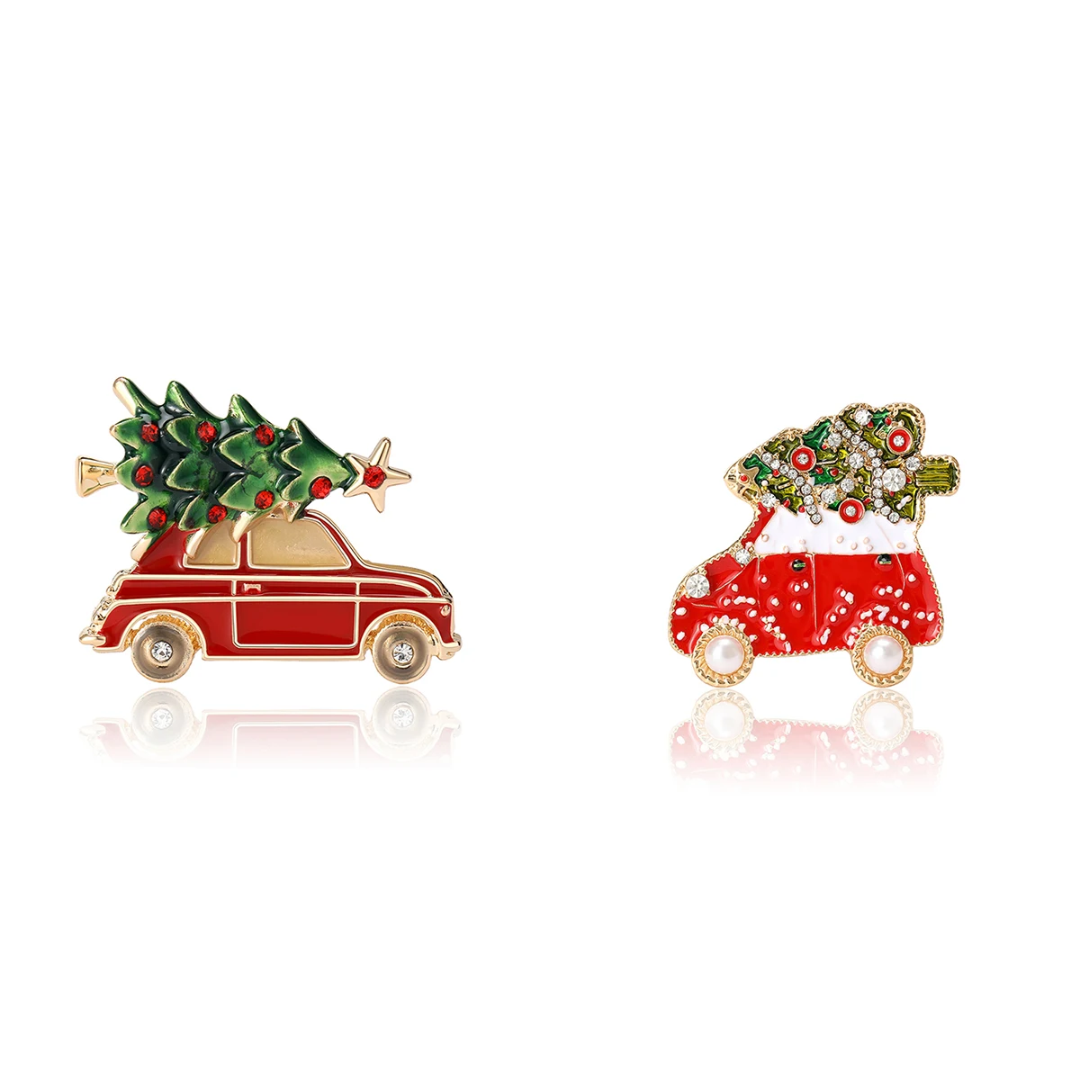 Enamel Christmas Tree Car Brooches for Women Unisex Beautiful Pins 2-color Available Office Party Accessories Gifts