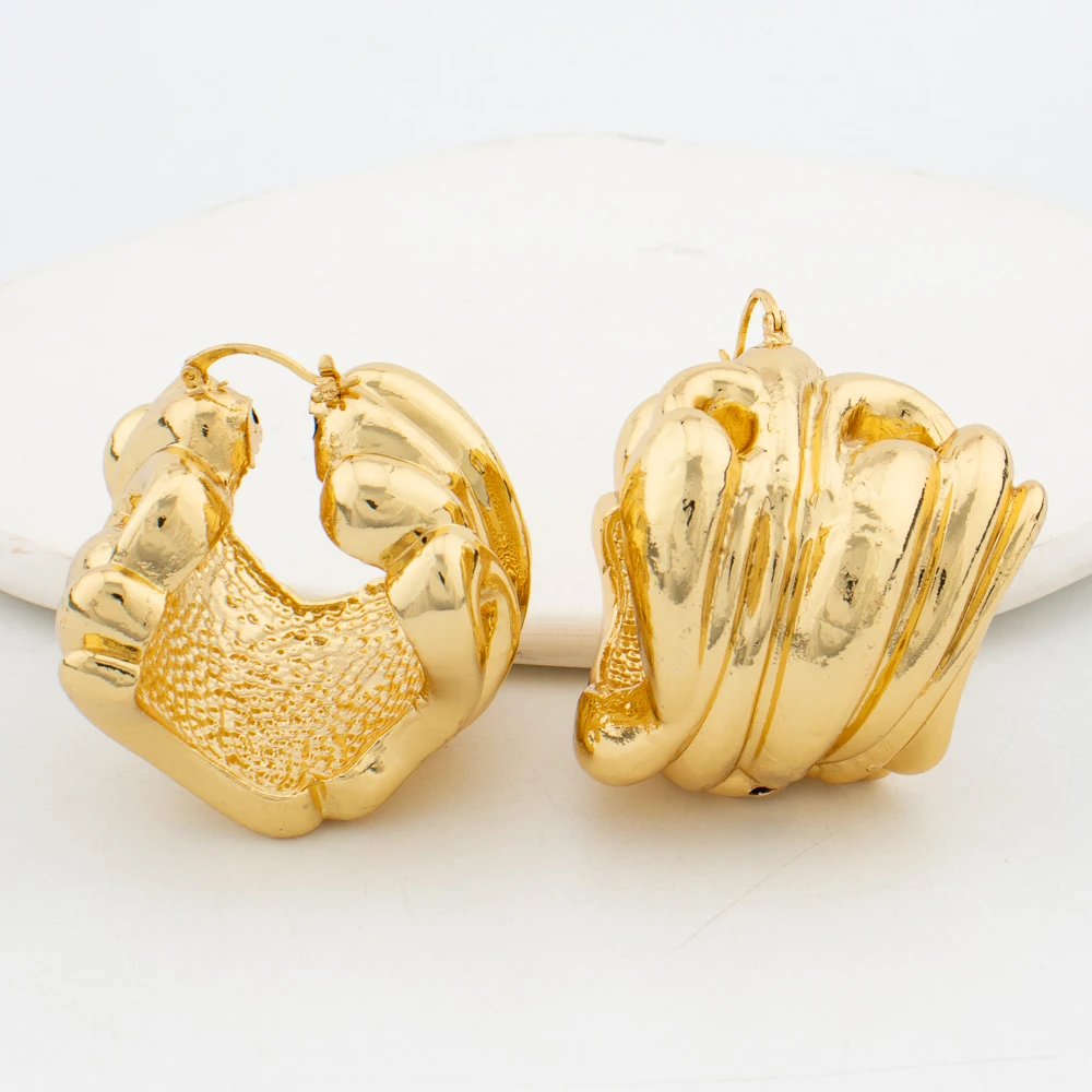 

Women Big Earrings 18K Gold Plated Drop Earrings Large Size Snowflake Design Jewelry Fashion Wedding Party Accessories Gift
