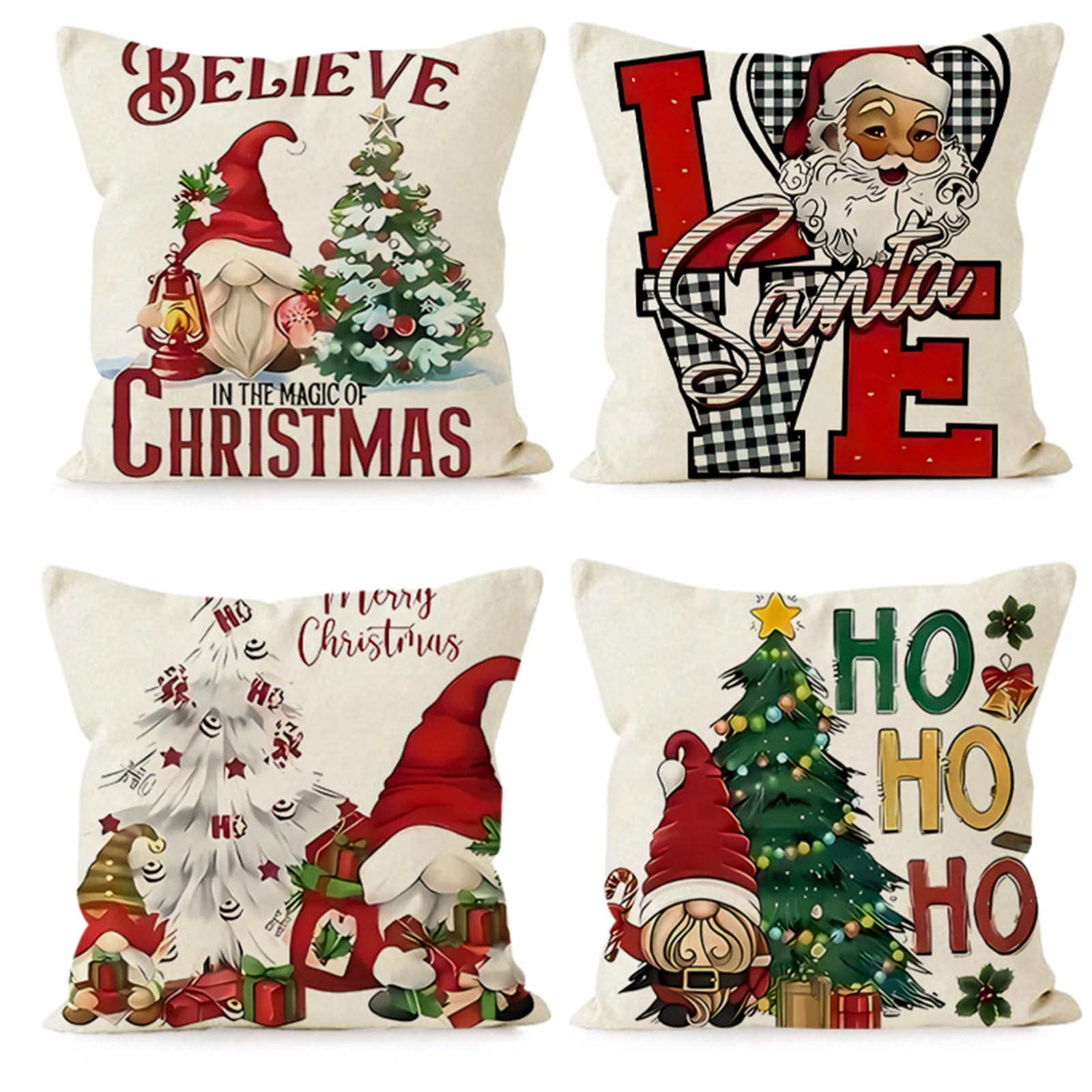 Dwarf/Santa Claus Pattern Cushion Cases for Home Xmas Decor Sofa Pillowcase 2025 New Years 45*45cm Christmas Linen Pillow Covers