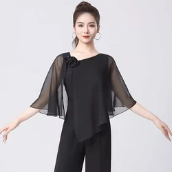 New Latin Dance Tops Women Performance Ballroom Leotard Clothes National Standard Waltz Bodysuit Tango Blouse Practice Costumes