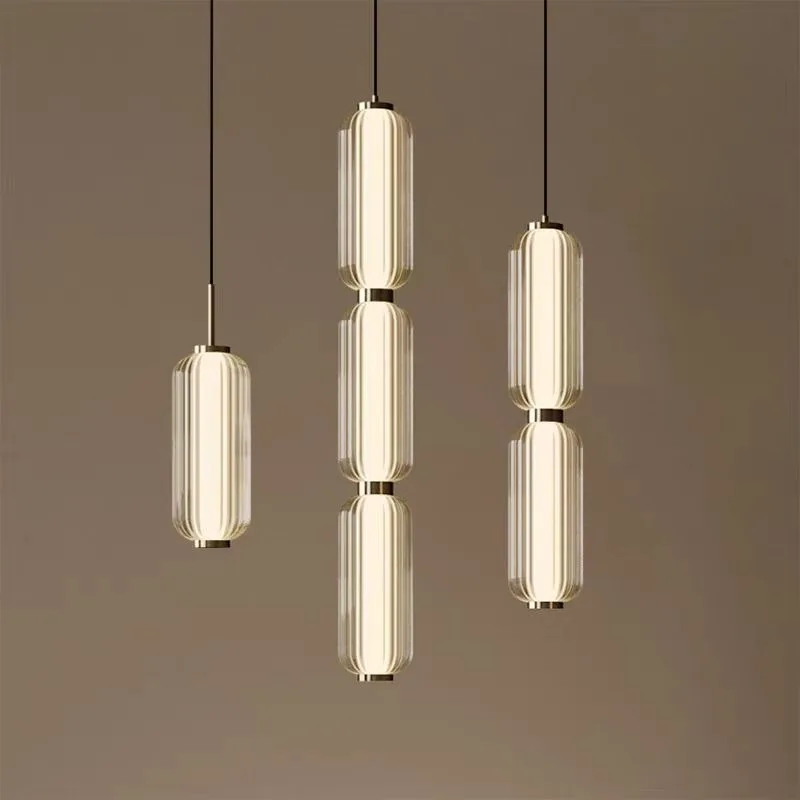 

Nordic creative light luxury background wall glass pendant light empty villa staircase gourd string bar counter pendant light