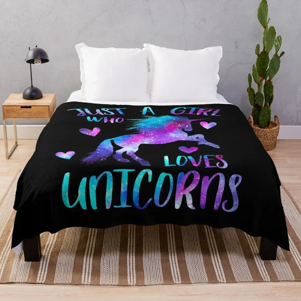 

Just a girl who loves Unicorns Throw Blanket Foldable Soft Warm Blanket for Outdoor Use