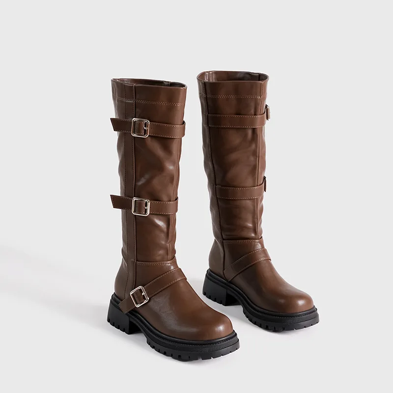 2024 new high boots outdoor leisure entertainment non-slip fashion small thick soled knee-high boots