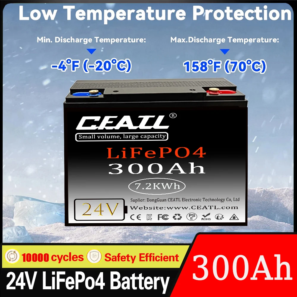 🔥24V LiFePO4 400Ah  Battery Built-in BMS RV Rechargeable Lithium Iron 🔥Phosphate Solar Power System RV House Trolling Motor