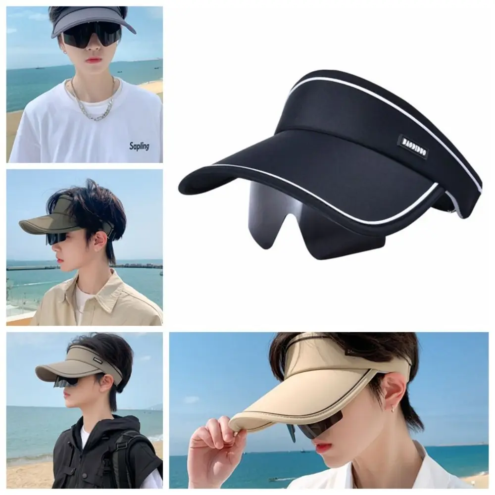 Fashion Breathable Sun Hat with Sunglass Sun Protection Adjustable Empty Top Cap Anti-UV Topless Sport Hat Outdoor Sport